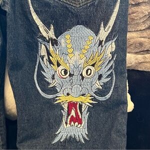 Vintage Ed Hardy Blue Embroidered Dragon Jeans